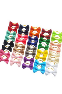 Chenkou Craft New 40Pcs(20Pairs) Puppy Yorkie Dog Hair Bow Pure Ribbon With Rubber Band 40Mm Pet Grooming Products Mix Colors Varies Patterns Pet Hair Bows (Pure Ribbon Rubber Bow)