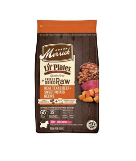 Merrick Lil' Plates Small Breed Dog Food, Grain Free Real Texas Beef and Sweet Potato with Raw Bites Recipe, Small Dog Food - 10 lb. Bag