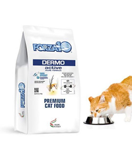 Forza10 Active Dermo Support Diet Dry Cat Food, Dry Cat Food Sensitive Stomach And Skin For Adult Cats, Fish Flavor Cat Food For Skin, Omega 3 And 6 For Healthy Skin And Coat, 4 Pound Bag