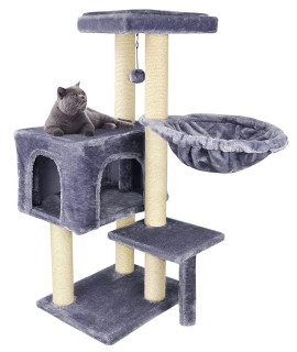Aiwikide 002G Cat Tree Has Scratching Toy With A Ball Activity Centre Cat Tower Furniture Jute-Covered Scratching Posts Grey