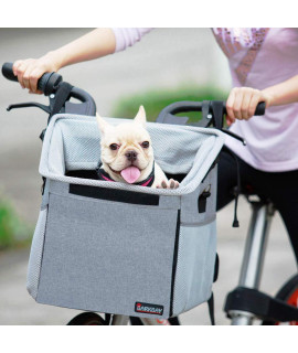 Pet carrier Bicycle Basket Bag Pet carrierBooster Backpack for Dogs and cats with Big Side Pocketscomfy & Padded Shoulder StrapTravel with Your Pet Safety(grey)