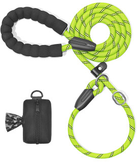 iYoShop 6 FT Durable Slip Lead Dog Leash with Zipper Pouch, Padded Handle and Highly Reflective Threads, Dog Training Leash, (MediumLarge, 18120 lbs, green)