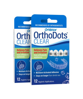 OrthoDots cLEAR (24 count) - Moisture Activated, Silicone Dental Wax Alternative for Pain caused by Braces OrthoDots Stick Better Stay on Longer than Orthodontic Wax (24 count clear)