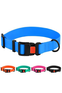 Collardirect Adjustable Dog Collar Colorful Waterproof Pet Collars For Small Medium Large Dogs Puppy Pink Black Blue Mint Green Orange (Neck Fit 14-18, Blue)