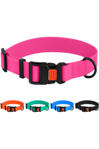 Collardirect Adjustable Dog Collar Colorful Waterproof Pet Collars For Small Medium Large Dogs Puppy Pink Black Blue Mint Green Orange (Neck Fit 14-18, Pink)