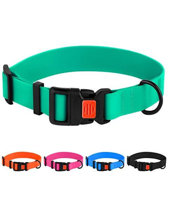 Collardirect Adjustable Dog Collar Colorful Waterproof Pet Collars For Small Medium Large Dogs Puppy Pink Black Blue Mint Green Orange (Neck Fit 10-13, Mint Green)