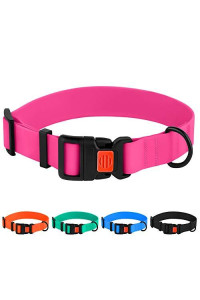 Collardirect Adjustable Dog Collar Colorful Waterproof Pet Collars For Small Medium Large Dogs Puppy Pink Black Blue Mint Green Orange (Neck Fit 10-13, Pink)