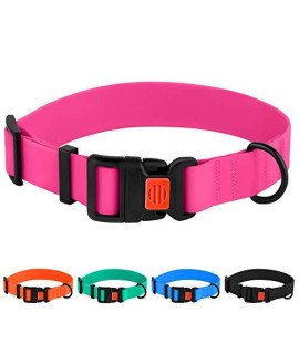 Collardirect Adjustable Dog Collar Colorful Waterproof Pet Collars For Small Medium Large Dogs Puppy Pink Black Blue Mint Green Orange (Neck Fit 10-13, Pink)