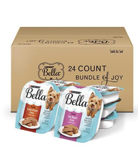 Purina Bella Natural Small Breed Pate Wet Dog Food Variety Pack, Filet Mignon & Grilled Chicken in Savory Juices - (24) 3.5 oz. Trays