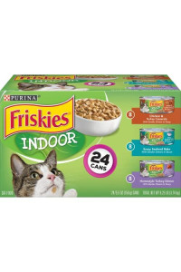 Purina Friskies Indoor Wet Cat Food Variety Pack, Indoor - (24) 5.5 oz. Cans, totally 132 oz