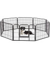 BestPet Pet Playpen 8 Panel Indoor Outdoor Folding Metal Protable Puppy Exercise Pen Dog Fence,24",32",40" (24", Black)