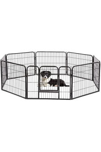 BestPet Pet Playpen 8 Panel Indoor Outdoor Folding Metal Protable Puppy Exercise Pen Dog Fence,24",32",40" (24", Black)