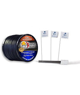 Dog Fence Wire Setup Kit - 500 Feet of 14 Gauge Maximum Performance Boundary Wire and 50 Training Flags for 1/2 Acre - Compatible with All Electric Dog Fence Brands and Models