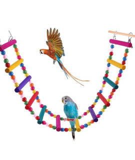Bonaweite Bird Parrot Toys, Naturals Rope Colorful Step Ladder Swing Bridge for Pet Trainning Playing, Flexible Birds Cage Accessories Decoration for Cockatiel Conure Parakeet
