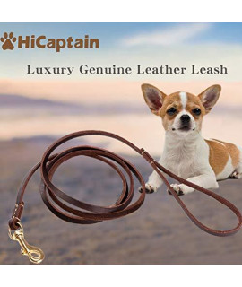 HiCaptain Thin Leather Pet Leash, Durable Dog Leashes Suit for Small Dog Up to 15 lb 00(1/5 inch Wide, 6 Ft)