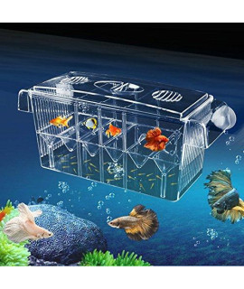 4 Rooms HD Fish Breeding Box Aquarium Breeding Box, Breeder Box for Fish Tank, Double Hatching Incubator Isolation Box for Guppy Baby Fish Hatchery
