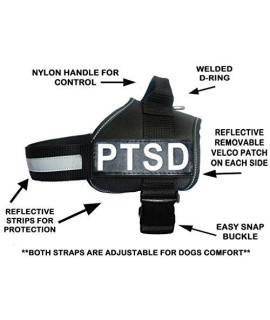 Doggie Stylz Service Dog Harness Vest Comes with 2 Reflective PTSD Removable Patches. Please Measure Dog Before Ordering