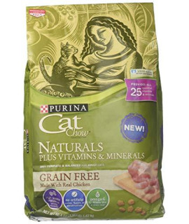 Purina Cat Chow Naturals Plus Vitamins & Minerals Grain Free Made with Real Chicken (1-3.15 lb Bag), Brown
