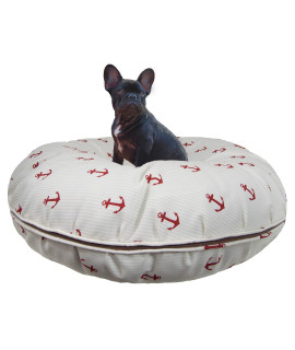 Bessie and Barnie Water Resistant Red Anchor Indoor/Outdoor Durable Bagel Pet/Dog Bed with Removable Cover (Multiple Sizes)