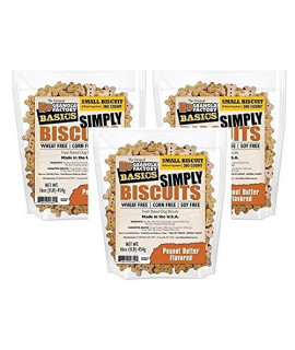 K9 granola Factory 3 Pack of Simply Biscuits with Peanut Butter Small (350 count 16 Ounce Bag)