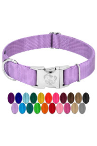 country Brook Design - Vibrant 25+ color Selection - Premium Nylon Dog collar with Metal Buckle (Medium, 34 Inch, Lavender)