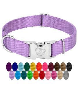 country Brook Design - Vibrant 30+ color Selection - Premium Nylon Dog collar with Metal Buckle (Small, 34 Inch, Lavender