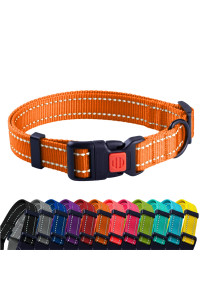 collarDirect Reflective Dog collar for a Small, Medium, Large Dog or Puppy with a Quick Release Buckle - Boy and girl - Nylon Suitable for Swimming (18-26 Inch, Orange)