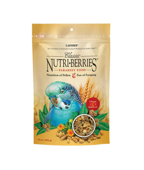 Lafeber classic Nutri-Berries Pet Bird Food Made with Non-gMO and Human-grade Ingredients for Parakeets (Budgies) 10 oz