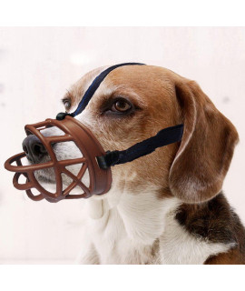 Dog Muzzle, Basket Breathable Silicone Dog Muzzle For Anti-Barking And Anti-Chewing (Size2-93Ain, Brown)