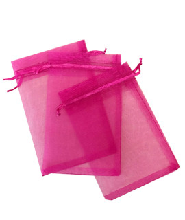 100 Pcs Fuchsia 5x7 Sheer Drawstring Organza Bags Jewelry Pouches Wedding Party Favor gift Bags gift Bags candy Bags Kyezi Design and craft]