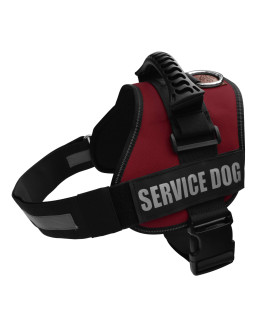 Albcorp Service Dog Vest Harness - Reflective - Woven Polyester & Nylon, Adjustable Straps, comfy Mesh Padding, with 2 Hook and Loop Removable Patches, Medium, MaroonWine color