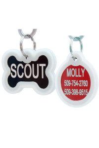 Gotags Personalized Pet Id Tags For Dogs And Cats, Includes Glow In The Dark Silencer To Protect Tag And Engraving, No Noise, Quiet Tags, Front And Backside Engraving, Rectangle