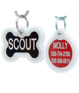 Gotags Personalized Pet Id Tags For Dogs And Cats, Includes Glow In The Dark Silencer To Protect Tag And Engraving, No Noise, Quiet Tags, Front And Backside Engraving, Rectangle