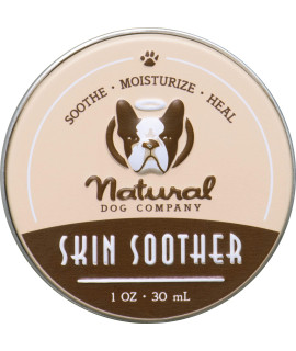 Natural Dog company Skin Soother (1oz 30mL Tin) All-Natural Healing Balm with Almond Oil cocoa Butter and Vitamins c and E Moisturizes Dry and Itchy Skin Treats Wounds and Allergies