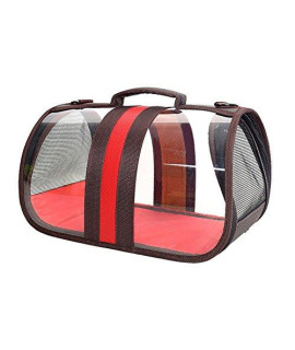 WowowMeow Transparent cat carrier Pet Handbag Travel See-Through Design Breathable Shoulder Bag for cats and Puppies (S Redcoffee)