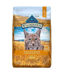 Blue Buffalo Wilderness High Protein Natural Adult Dry cat Food Flatland Feast with Turkey Quail & Duck 10lb