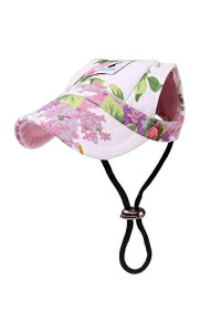 Pawaboo Dog Baseball cap, Adjustable Dog Outdoor Sport Sun Protection Baseball Hat cap Visor Sunbonnet Outfit with Ear Holes for Puppy Small Dogs, Medium, Floral Purple
