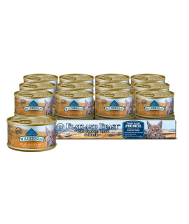 Blue Buffalo Wilderness High Protein grain Free Natural Adult Pate Wet cat Food Flatland Feast 3-oz cans (Pack of 24)
