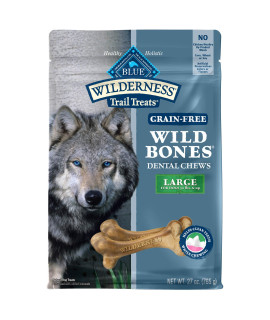 Blue Buffalo Wilderness Wild Bones Grain Free Dental Chews Dog Treats, Large 27-Oz Bag