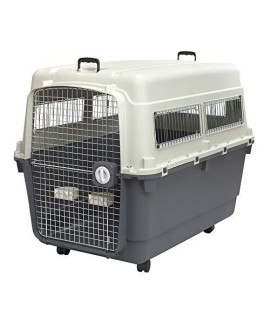 SportPet Designs Plastic Kennels Rolling Plastic Airline Approved Wire Door Travel Dog Crate, XXX-Large