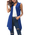Womens Sleeveless Draped Open Front Cardigan Vest Asymmetric Hem (2Xl, Royal Blue)