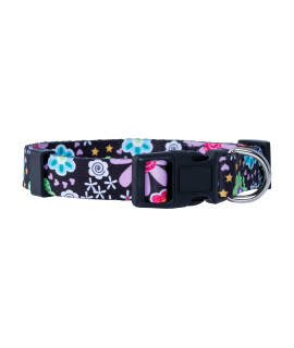 Native Pup Flower Dog Collar, Adjustable Small Medium Large, Cute Girl Female Summer Spring Pretty Designer Puppy Essentials Accessories, Pink Floral Blue Daisy Rose (Small, Heart Flowers)