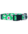 Native Pup Flower Dog Collar, Adjustable Small Medium Large, Cute Girl Female Summer Spring Pretty Designer Puppy Essentials Accessories, Pink Floral Blue Daisy Rose (Small, Green Daisy)