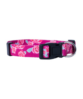 Native Pup Flower Dog Collar, Adjustable Small Medium Large, Cute Girl Female Summer Spring Pretty Designer Puppy Essentials Accessories, Pink Floral Blue Daisy Rose (Small, Roses)