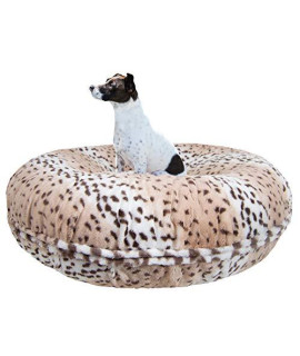BESSIE AND BARNIE Signature Aspen Snow Leopard Luxury Extra Plush Faux Fur Bagel Pet/Dog Bed (Multiple Sizes)