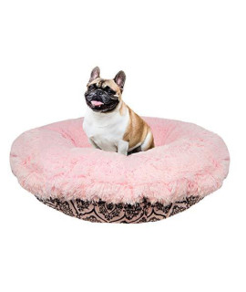 BESSIE AND BARNIE Versaille Pink/ Bubble Gum Luxury Shag Ultra Plush Faux Fur Bagelette Pet/Dog Bed (Multiple Sizes), S- 30"