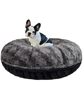 BESSIE AND BARNIE Signature Arctic Seal/ Black Puma Luxury Extra Plush Faux Fur Bagel Pet/Dog Bed (Multiple Sizes)