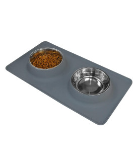 Dog Bowls, Cat Food And Water Bowls Stainless Steel, Double Pet Feeder Bowls With No Spill Non-Skid Silicone Mat, Dog Dish For Small Dogs Cats Puppies, Set Of 2 Bowls