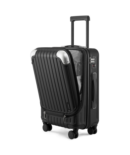 Level8 Grace Carry On Luggage, 20A Hardside Suitcase, Abspc Harshell Spinner Luggage With Tsa Lock, Spinner Wheels - Black, 20-Inch Carry-On