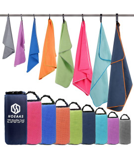 HOEAAS 2 Pack Microfiber camping Towels, Quick Dry Towel, Super Absorbent Ultra compact Travel Towel Soft Lightweight Sports Towel for Sweat Fast Drying Towels for Pool,gym,Hiking,Backpacking,Fitness
